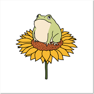 Frog on Sunflower Posters and Art